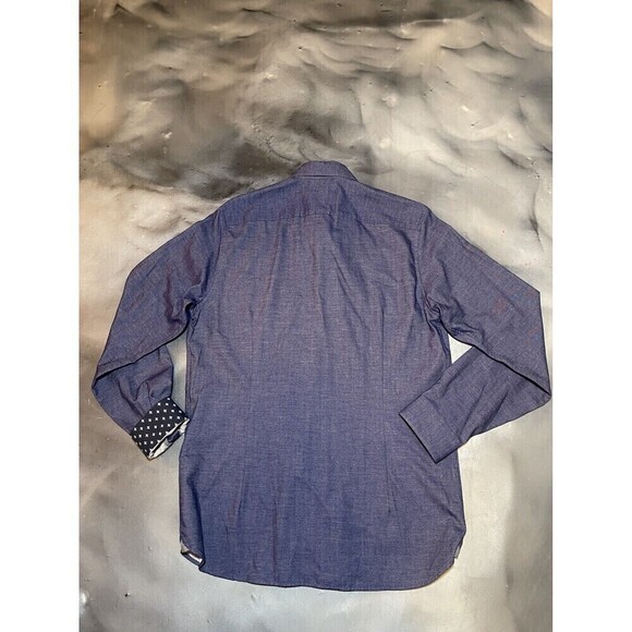 Ted Baker London Men's Dress Shirt Navy Long Sleeve Button Down Size 4 - Picture 5 of 7